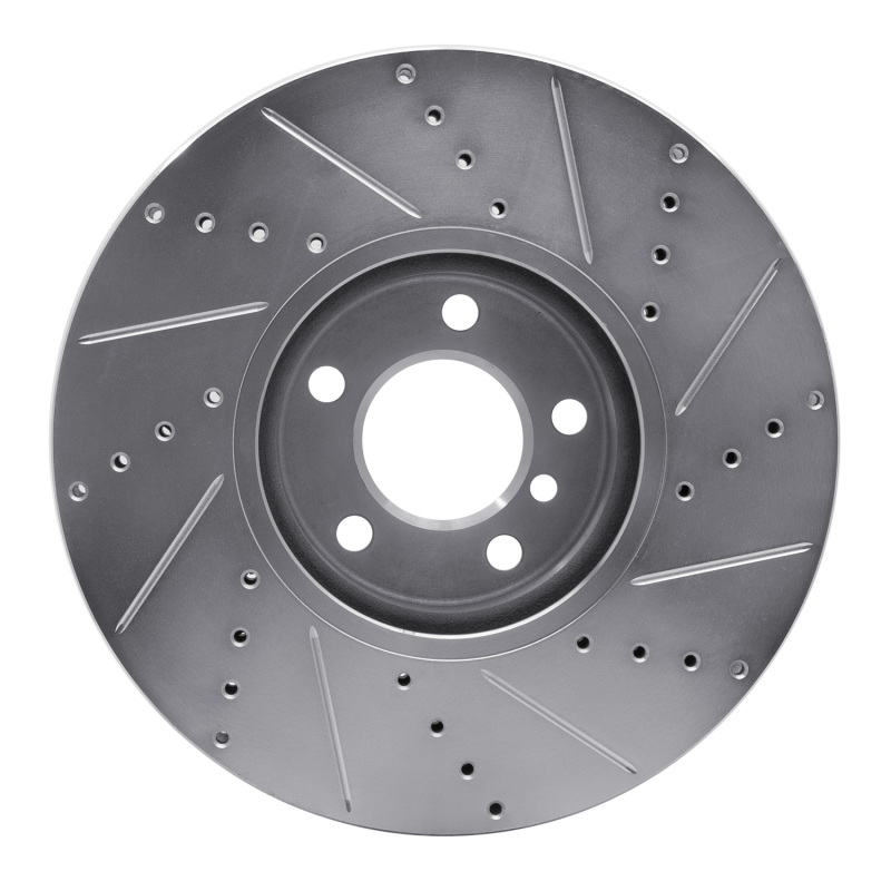 BMW 650I Convertible Brake Rotor (1) - Right Front - R1 Concepts - Drilled & Slotted - Silver - `10-`18